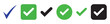 © Adobe boss - Green check mark icon set with circular and square outline checkbox tick symbols, flat isolated vector pictograms for approval, validation, success, completed task, OK sign