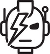 © MstMazeda - Robot face icon featuring a lightning bolt symbol representing power and high energy.