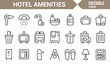 © SAKINA - Hotel amenities outline icons editable vector collection