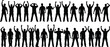 © Shariyar Pantho - Black silhouette crowd of standing men in varied confident poses forming large group set isolated on white background, people collection, teamwork concept illustration