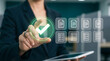 © Waseem - Business person taps glowing checkmark to confirm digital document process completion in a