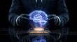 © Add - Futuristic Holographic Brain Projection Above Microchip Symbolizing Artificial Intelligence.