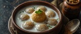 Javanese Bubur Biji Salak: coconut milk porridge with sweet potato balls served in earthenware, popular for breaking fast during Ramadan