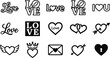 © jonny - Collection of Love Icons including hearts, envelopes, and romantic text for design