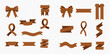 © MuammarAuliyan - Set of brown ribbons and bows in various shapes and styles for decoration.