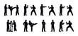 © Soliannikov Yevhenii - Silhouettes of martial arts poses: shadowed combat stances
