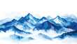 © SJB studio - Abstract watercolor landscape of blue mountain ranges with misty illutrastion transparent background