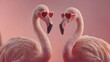 © LifeFree studio - Two flamingos wearing heart shaped glasses, romantic couple and valentine concept