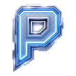 © MDTOUFICKAHAMAD - Glowing blue letter p with neon effect isolated on transparent background