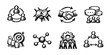 © stas111 - Teamwork and collaboration sketch icon collection in black. Set of team discussion, unity hands, partnership, communication, goal focus and cooperation icons in doodle style