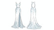 © Raisya - Elegant formal gown fashion illustration showcasing a fitted silhouette with a graceful front slit and a stylish open back design, perfect for