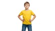 © Masaji - A happy and confident young boy stands with his hands on his hips, smiling brightly at the camera.