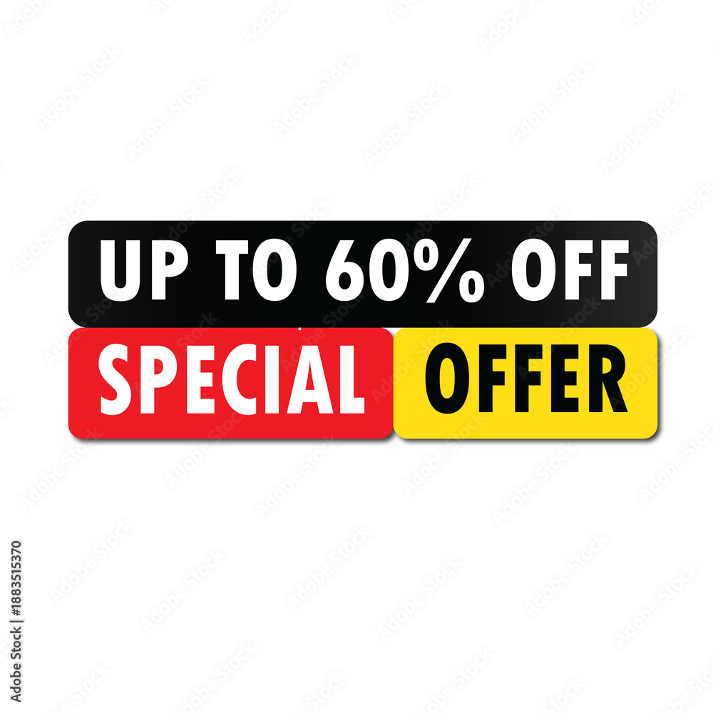 Special Offer Banner 60% off Label, Special Offer label, Red and Black Banner design,Special Offer Tag And Banner Template PNG Design transparent background
