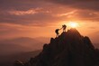 © Serhii - Teamwork in the mountains: figures supporting one another on a dramatic alpine ridge