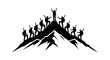© Lucas - A group of people celebrating on top of a mountain peak in black silhouette silhouette