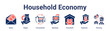 © oka - Household Economy banner web icon vector illustration concept for business with icon of Salary, Wages, Consumption, Spending, Household, Expenses.