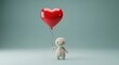 © Nur Aksanul - A charming 3D rendered character joyfully holding a vibrant red heart balloon, symbolizing universal love, happiness, and affection against a clean background