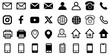 © 884 - メール、電話、SNS、地図、ホーム、スマートフォンなどを含むビジネス向けモノクロアイコンセット　WebやUIに使いやすいシンプルなピクトグラム素材