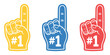 © BASAR BIN HABIB - Sports fan foam finger vector illustration, bold number one hand gesture, representing fan culture sports events cheering and team victory graphics.