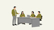 © Elara - Business meeting with colleagues discussing project on laptop at office table