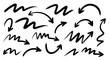 © Norman - Collection of expressive black hand drawn wiggly arrows showing spontaneous movement and direction for creative design projects.