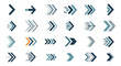© Norman - Professional collection of modern arrow icons in varying styles and blue tones suitable for corporate infographics and web interfaces.