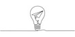 © Sahor - bulb with paper plan continuous one line Light Bulb, Creativity, Aspirations Continuous Line Icon, Continuous line drawing paper plane, mind, and bulb. Creative solution strategy landing page vector.