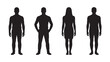 © Javed - Four individuals standing in a row, silhouetted against a plain background, viewed from the front