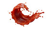 © RIDOY - Tomato sauce splash in a dynamic wave shape with realistic droplets on a transparent background