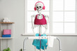 © Pixel-Shot - Skeleton with headphones exercising on treadmill in gym