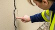 © White Craft  - Worker points at crack in concrete wall to show need for repair