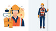 © Michael - Comprehensive guide to personal protective equipment featuring a worker in safety gear and individual icons of helmet, gloves, and glasses.