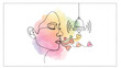 © Narmada - High-Quality Continuous Line Colorful Icons of Calm Breathing, Heart Flow, Heart-Shaped Breath, Heart Vibration Bell