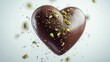 © pornsawan - Love Dubai Chocolate Kunafa Pistachio on white background,Dubai Chocolate bar with green kadayif and pistachio spread,popular and viral chocolate 2024,space for text.