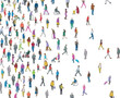 © king - Large Diverse Crowd of People Walking in Various Directions, Flat Illustration of a Busy Community and Social Inclusion