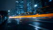 © utaem2022 - City traffic light trails blurring at night