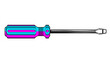 © Viva - Colorful Screwdriver Tool with Chrome Shaft and Flat Head.