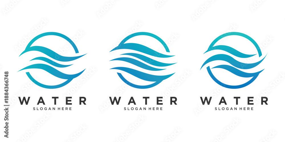 Praca wektorowa bez tantiem: Abstract water wave circle logo design ...