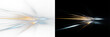 © kulinskaia - Neon blue and golden yellow abstract speed lines, glowing light motion effect PNG, transparent background