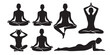 © MdNazrul - Yoga meditation poses silhouettes for wellness and mental health concept people practicing mindfulness exercise and stretching positions peaceful relaxation icons for spa and fitness studio