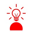 © yamaan - ひらめきを象徴する電球と人物のアイコン(赤)