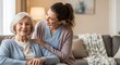 © PNG&Background Image - Elderly Woman with Female Caregiver Relaxing at Home