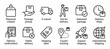 © Mr. Png - Shipping and delivery service line icon set illustrating parcel tracking, courier transit, express shipment, and logistics stages for e-commerce in a simple outline style