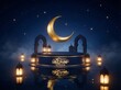 © rioyoungguns - Ramadan Kareem scene with lanterns and moon