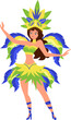 © Sawah Maya - Performer in vibrant brazilian carnival costume with feathers, perfect for festive designs, event promotions, and cultural celebrations.