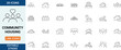 © shafiuzzaman - Minimalist thin line community housing icon set with editable stroke. Includes homes, families, neighborhoods, support, care, security and living symbols on white background.