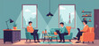 © Lebran - Three people in casual attire work on laptops in a modern living room