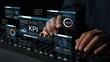 © InfiniteFlow - Business professional analyzing data with futuristic dashboards showcasing statistics, charts, and key performance indicators in digital workspace setting Gluon.