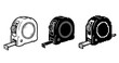 © supplement - Three tape measure designs: sketch, silhouette, and pixel art styles