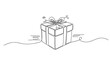 © supplement - Continuous line drawing of a wrapped gift box with bow, minimalist art. No editable strokes